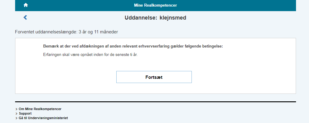 Billedet er et eksempel på en visning af uddybende tekst for skema 2, som borgeren ser det på siden euv25.dk.