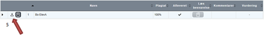 På billedet ses download-ikonet, som bruges til download af elevens samlede besvarelse.