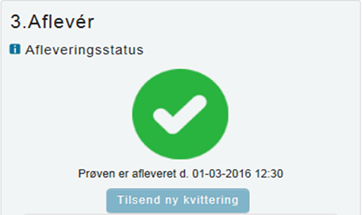 Billedet viser et eksempel på den kvittering for aflevering, som man får, når besvarelsen er afleveret.