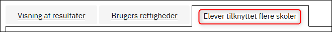 Billedet viser punktet Elever tilknyttet flere skoler på Test og prøver.