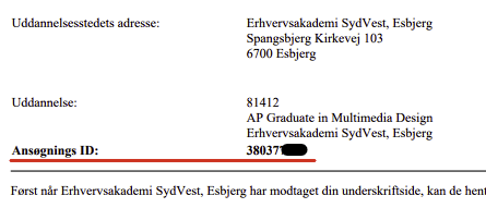Billedet viser hvor Ansøgnings ID er angivet på papiansøgningen
