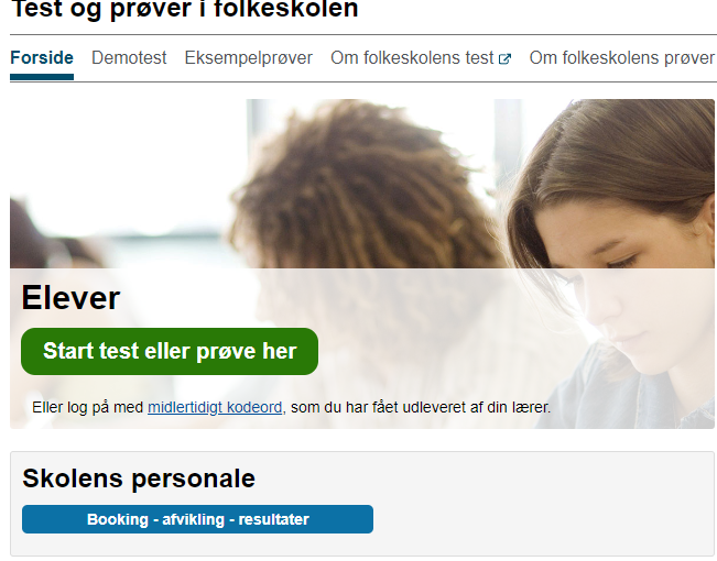 Billedet viser forsiden af test og prøver i folkeskolen