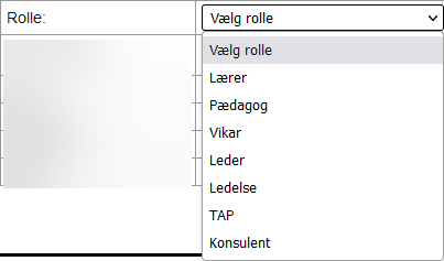 Billedet viser Rolle, hvor man får mulighed for at vælge hvilken rolle