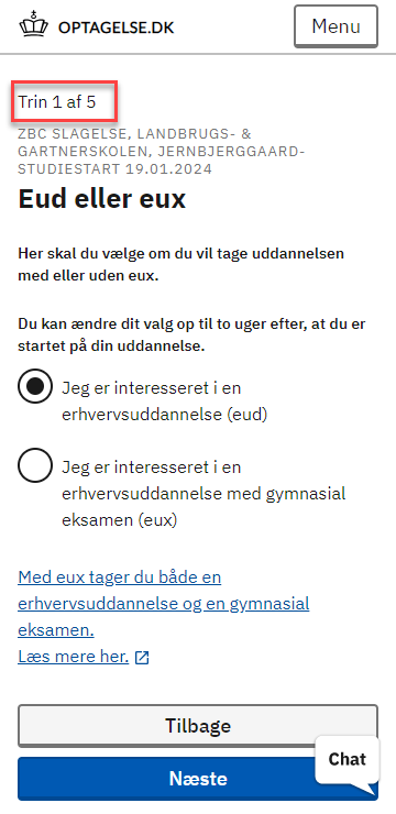 Billedet viser et eksempel på hvordan ansøgnings flowet ser ud fra en Smartphone eller en tablet