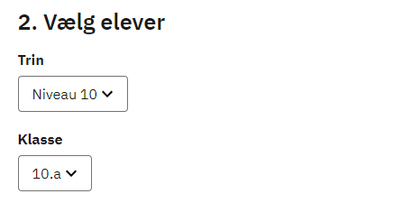 Vælg klassetrin og klasse