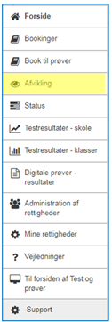 På billedet ses menupunktet Afvikling, hvorfra prøveafviklingen foregår.