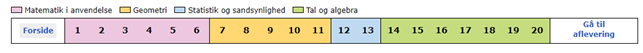 På billedet ses et eksempel på de opgavenumre, som eleven kan navigere rundt i.