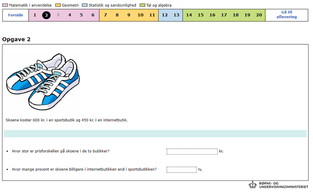 På billedet ses et eksempel på et opgavenummer med en dertilhørende opgave.