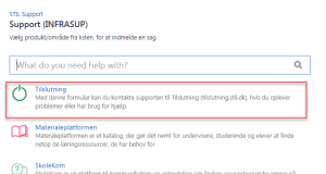 Billedet viser hvor der skal vælges Tilslutning i kontaktformularen til STIL supporten.